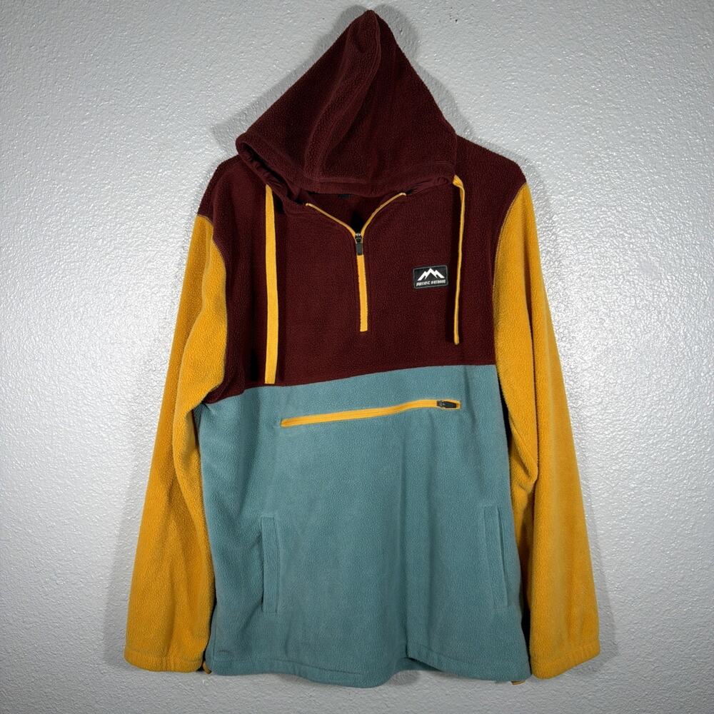 Massive Outdoor Colorblock Fleece Hooded Pullover Mens Size Large